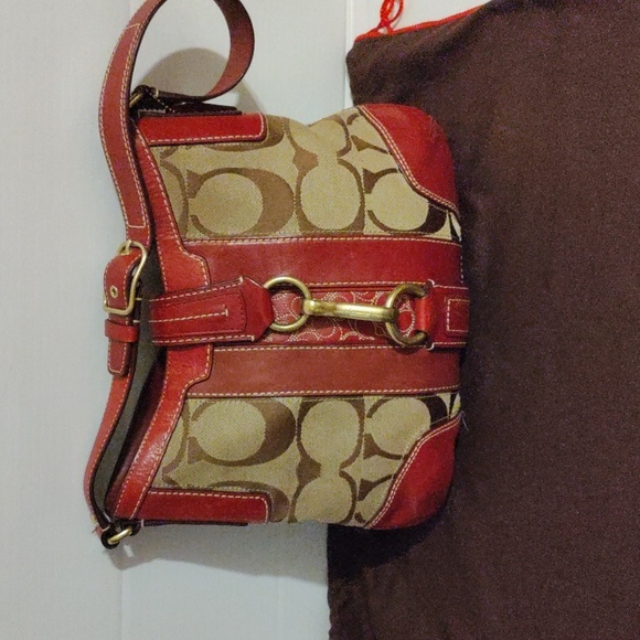 Vintage Coach Y2K Hampton Signature C Hobo – Rare Red Leather Shoulder Bag - Picture 6 of 16